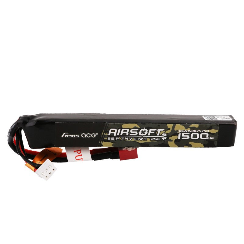 Gens ace LiPo 1500mAh 7.4V 2S 25C Airsoft Battery (T-Plug) | Racerc