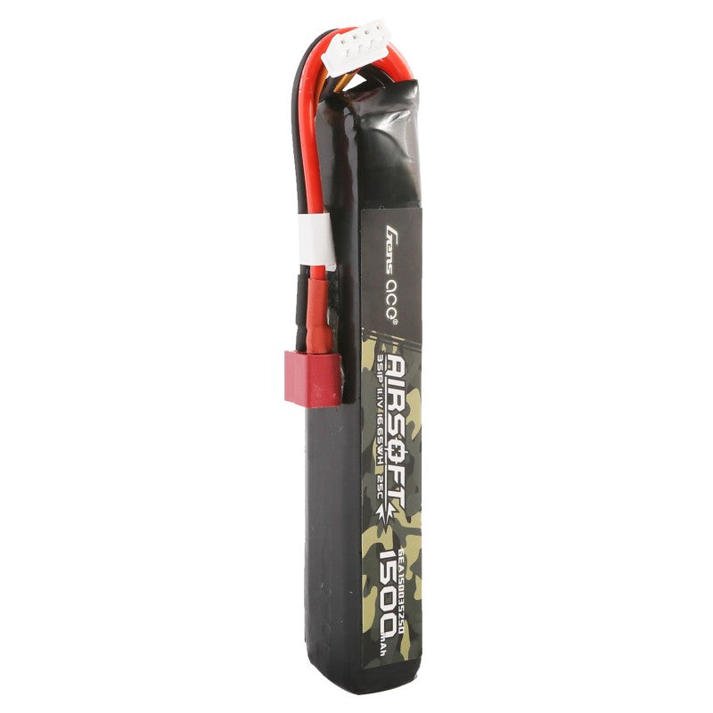 Gens ace 1500mAh 11.1V 3S LiPo – Airsoft Battery (T-Plug) 25C | Για AEG M4 • CM16 • SCAR • AR15 • LE Stock