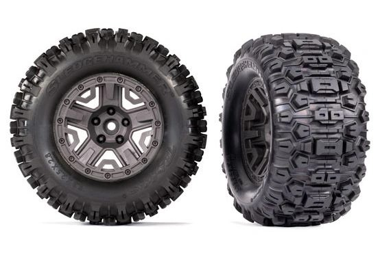 Traxxas Sledgehammer® 2.8" Pre-Mounted Tires & Wheels Charcoal Gray (2pcs) TSM