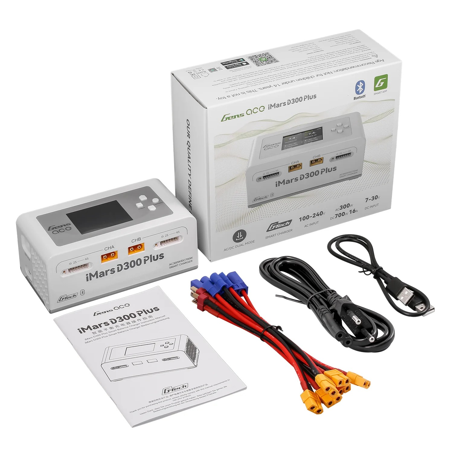 Gens ace iMars D300 Plus Smart Charger Dual Channel | G-Tech | Bluetooth | Racerc