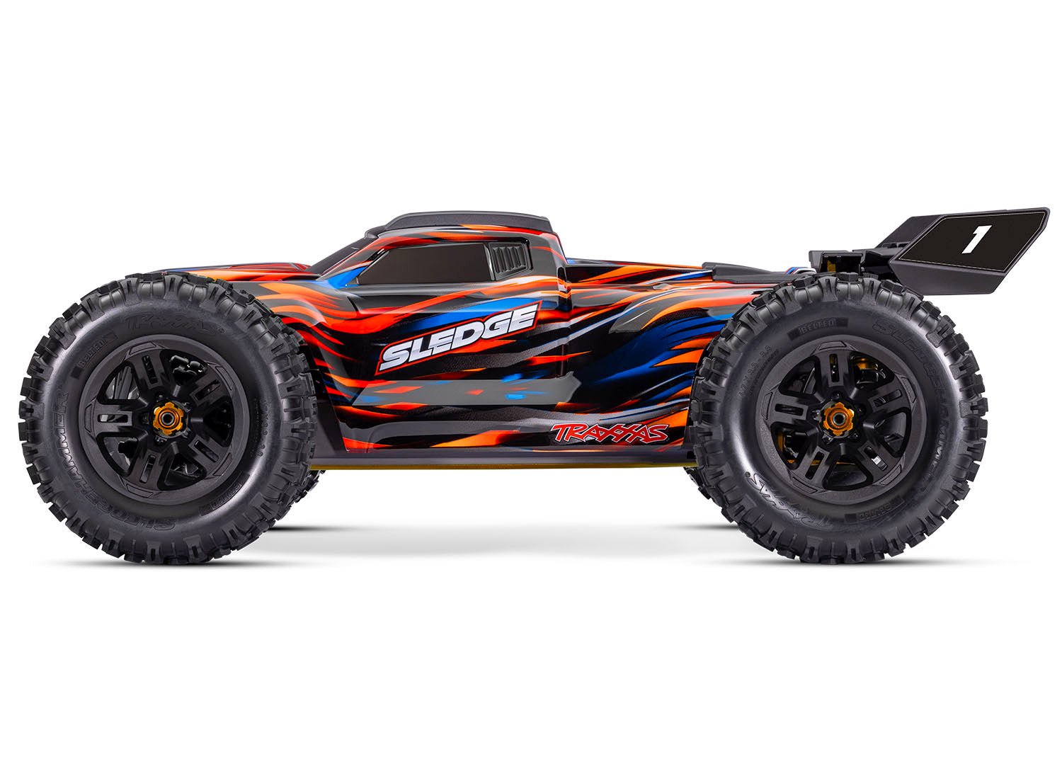 Traxxas Sledge RTR 6S 4WD Brushless 1/8 Monster Truck Orange με Belted Sledgehammer Tires, TQi & TSM