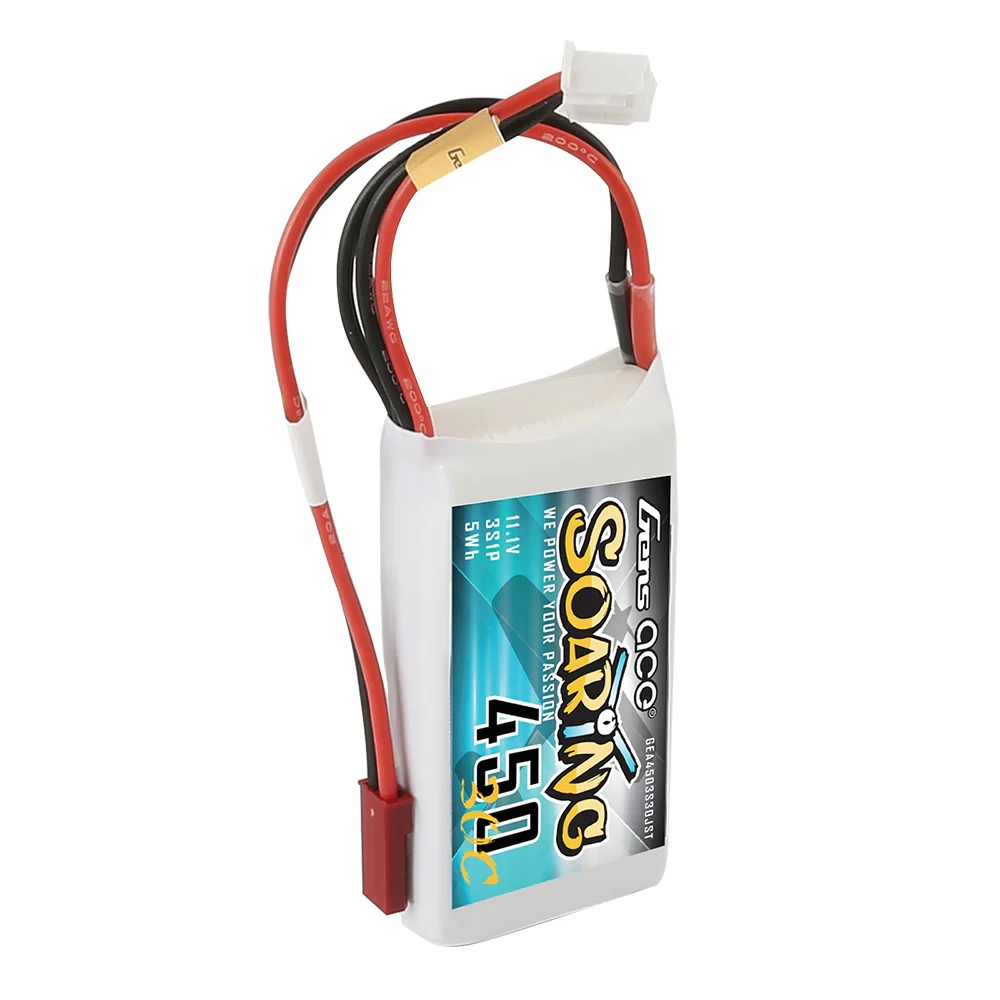 Gens Ace Soaring 450mAh 11.1V 30C 3S LiPo Battery JST-SYP