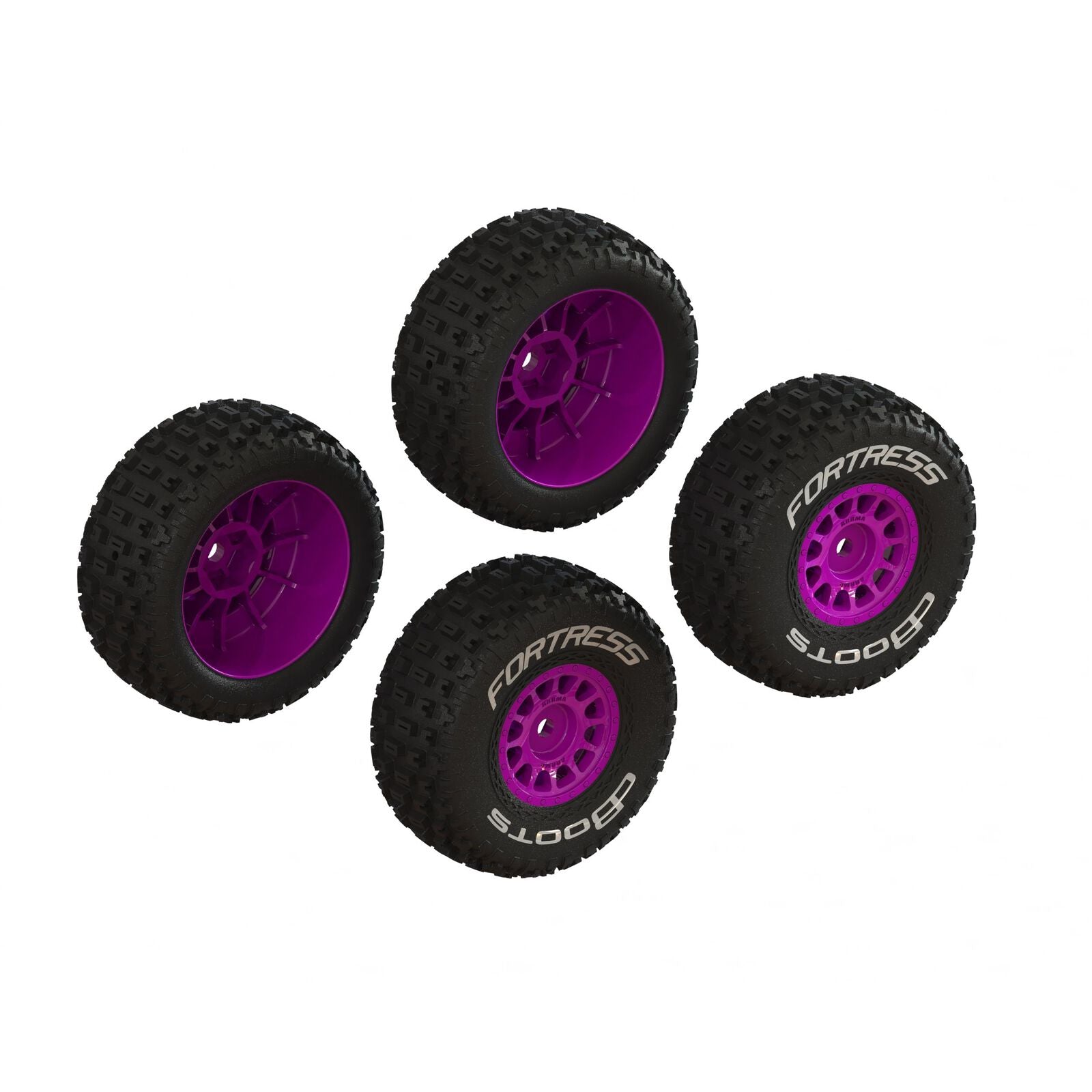 Arrma dBoots FORTRESS Ελαστικά με Μωβ Ζάντες 12mm Hex (4)