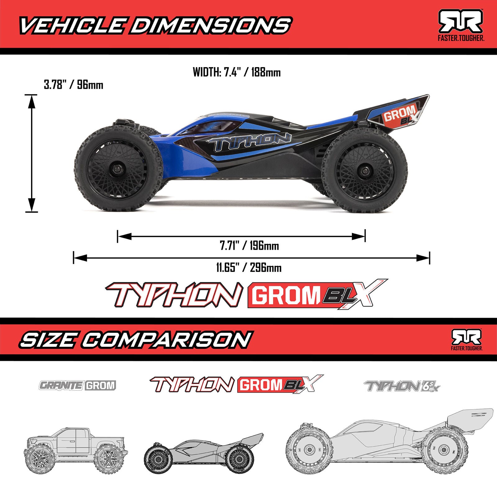 Arrma Typhon Grom 223S BLX 4WD Brushless RTR Buggy | Racerc