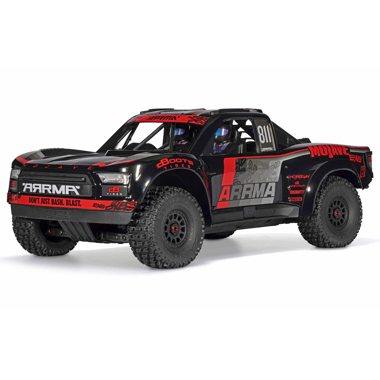 ARRMA Mojave 6S EXB V3 1/7 ARA7704V3T1 μαύρο και κόκκινο — εμπρός πλάγια όψη