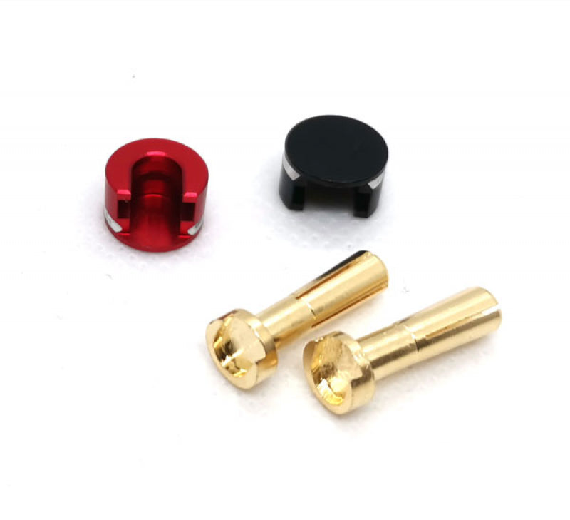 ProtonRC LOWPRO Heatsink Bullet Plug Grips (5mm Bullets) (Black / Red)