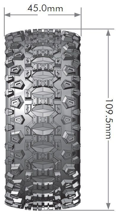 Louise RC New Sc-Uphill 1/10 Short Course Tires, Soft, 12, 14 & 17mm Removable - LT3223SB ( Pack of 2 )