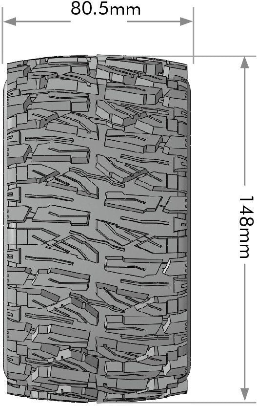 Louise RC Mt-Mallet Speed 1/8 Monster Truck Tires, 0" & 1/2" Offset, 17mm Removable - LT3355SB ( Pack of 2 )