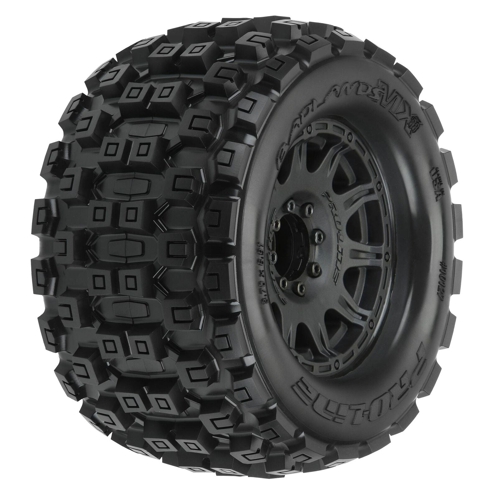 Pro-Line Badlands MX38 3.8" Pre-Mounted MT Tires Raid Black Wheels (2pcs) 17mm