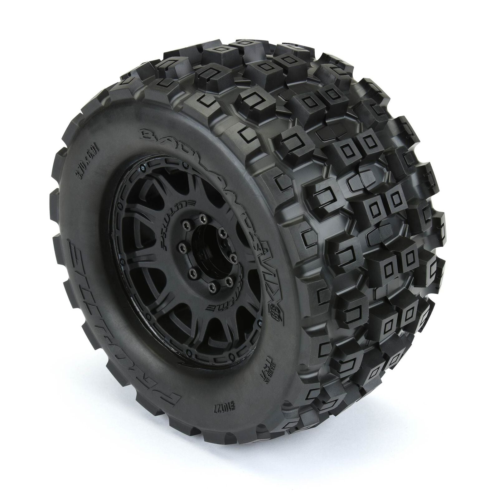 Pro-Line Badlands MX38 3.8" Pre-Mounted MT Tires Raid Black Wheels (2pcs) 17mm