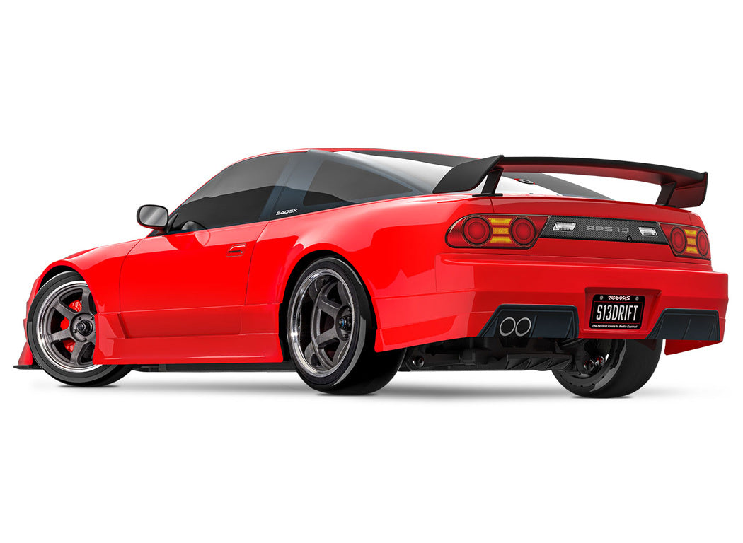 Traxxas Nissan 240SX Drift κόκκινο – πίσω πλάγια όψη και αεροτομή