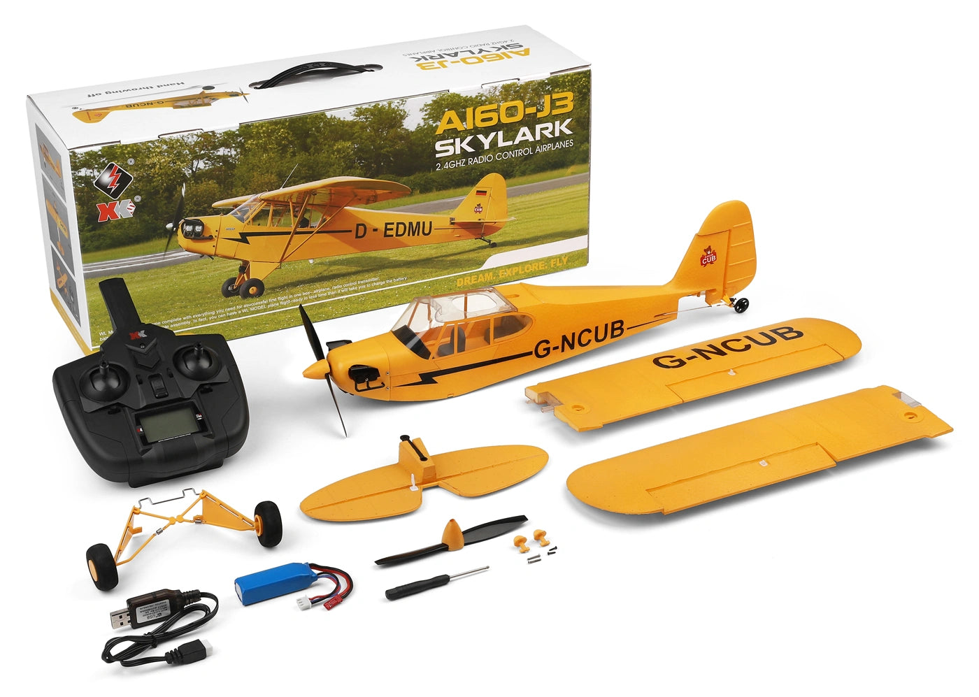 WL A160 J3 Skylark 650mm RTF Εκπαιδευτικό RC Αεροπλάνο Brushless