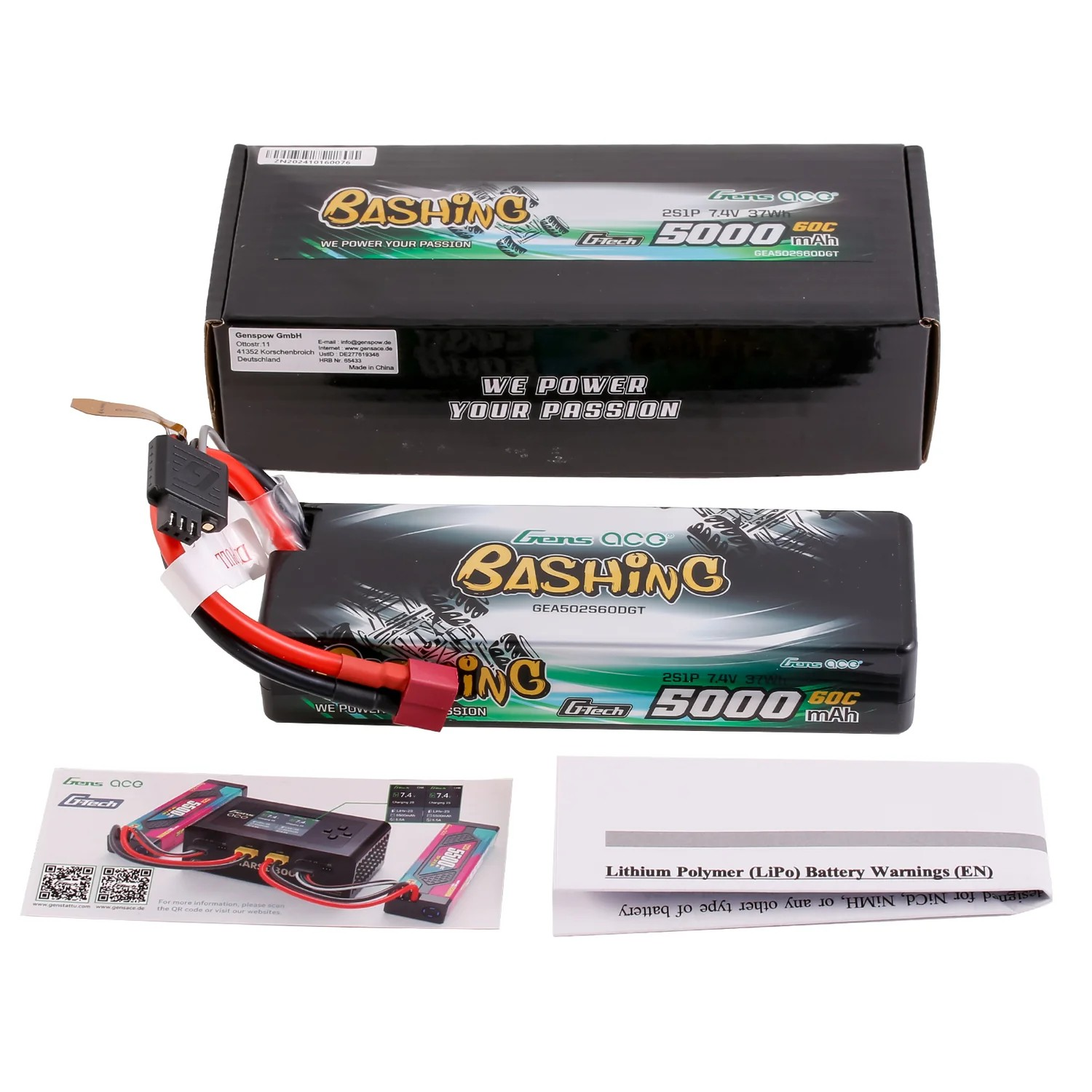 Gens ace Bashing G-Tech 5000mAh 7.4V 60C 2S HardCase LiPo με Deans (T-Plug)