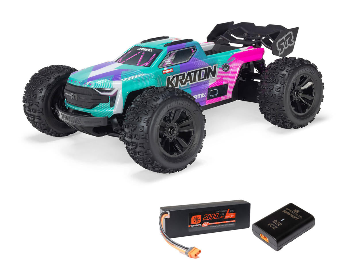 ARRMA Mini Kraton 3S BLX 4X4 1/16 RTR Brushless Monster Truck (Teal/Pink) με 3S LiPo & Charger