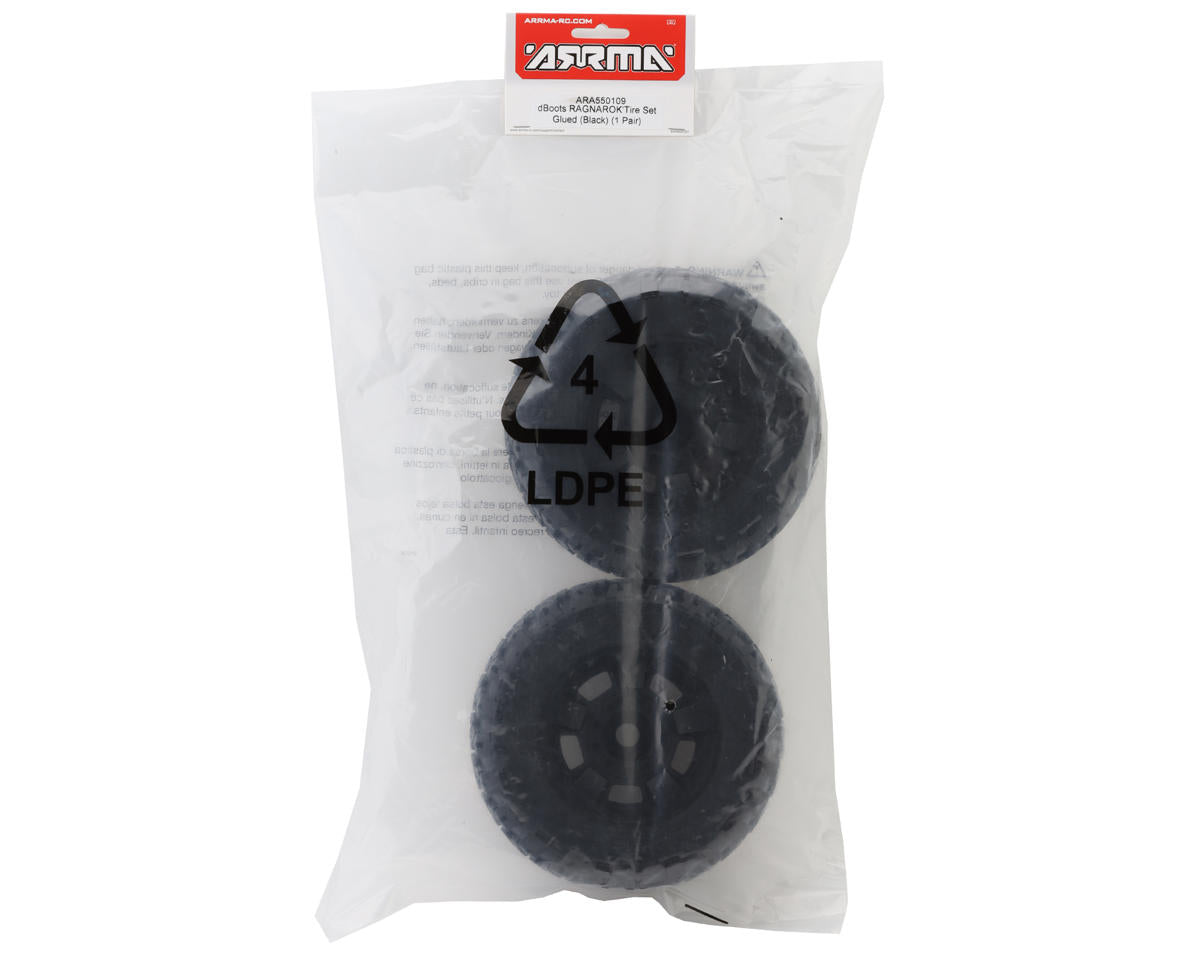 Arrma dBoots RAGNAROK Pre-Mounted Tire Set Black (2pcs) w/17mm Hex