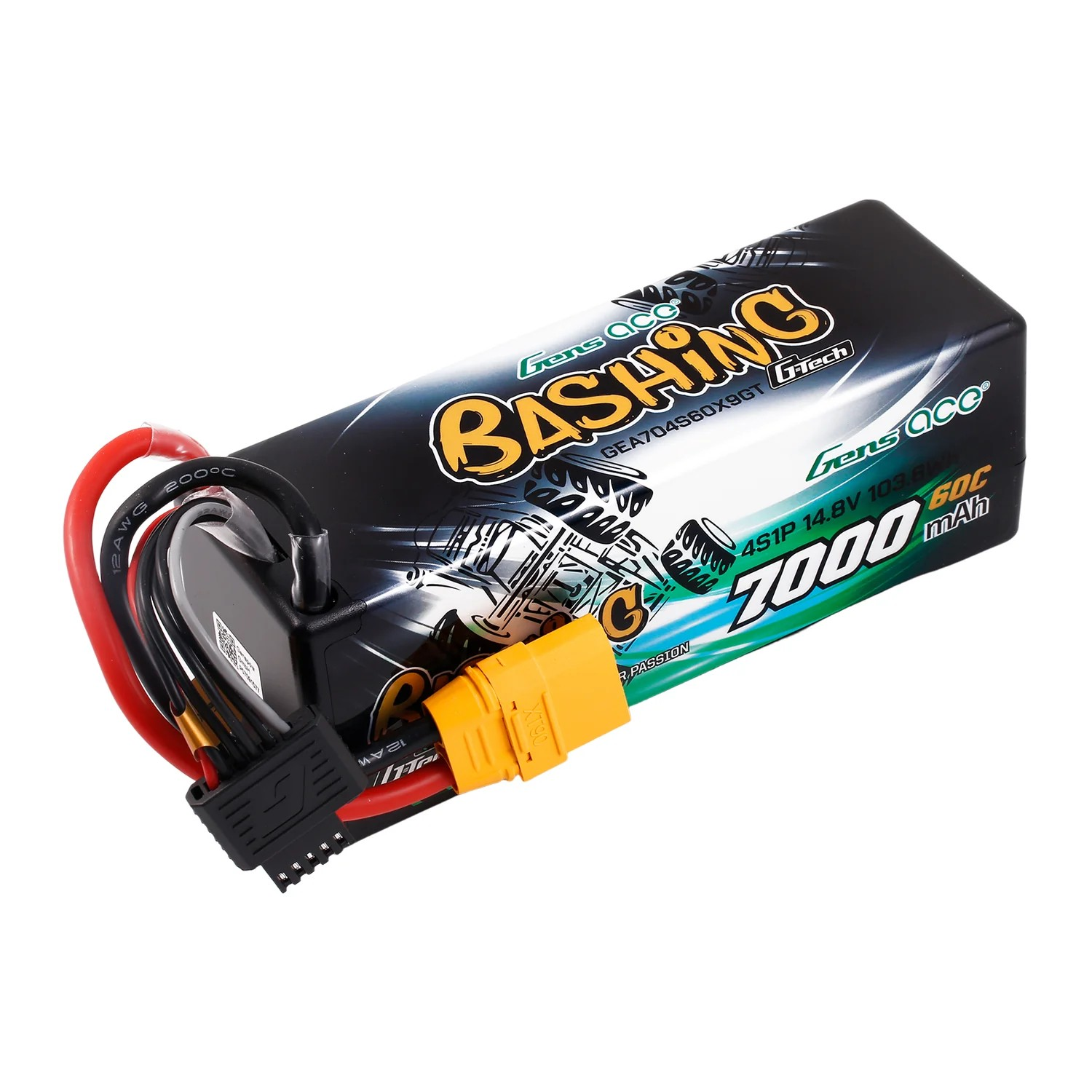 Gens ace G-Tech 7000mAh 14.8V 4S 60C LiPo Hardcase (XT90) – Bashing Series | Racerc