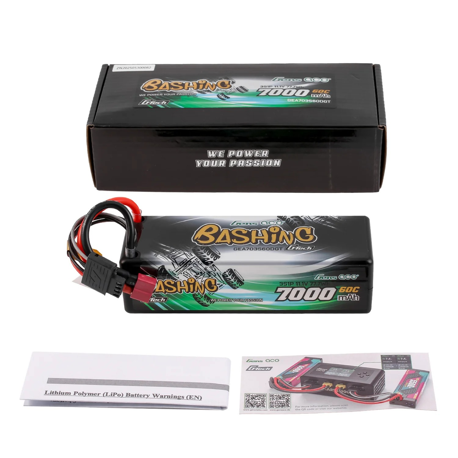 Gens Ace G-Tech 7000mAh 11.1V 60C 3S HardCase LiPo Battery Pack με T-Plug (Bashing Series)