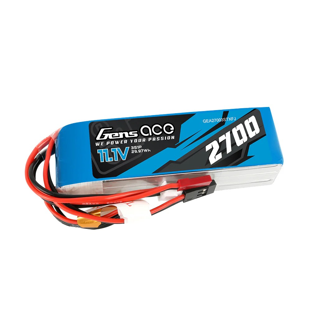 Gens ace 2700mAh 11.1V 3S LiPo Transmitter Battery | Futaba / JST-XHR / JST-SYP | Racerc