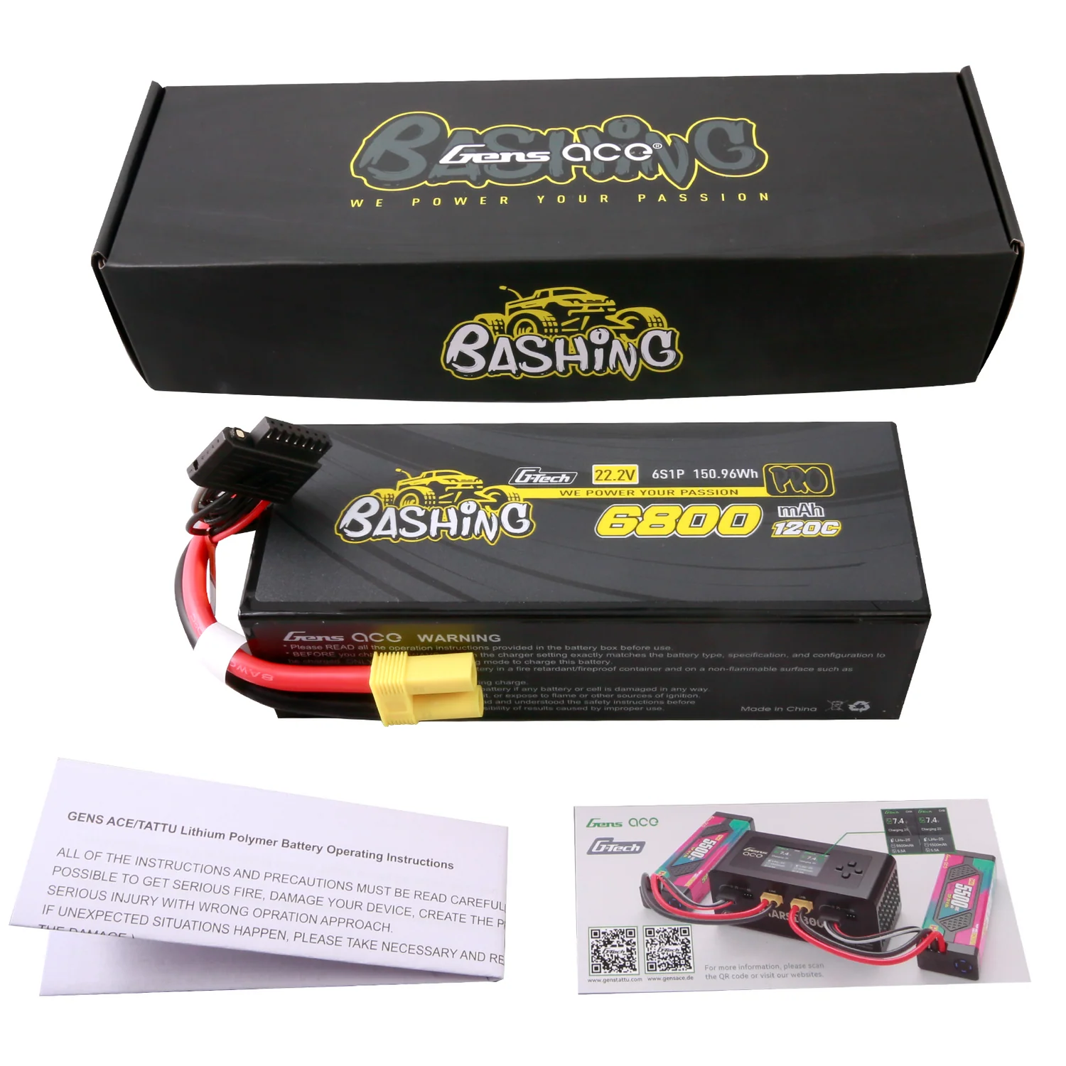 Gens ace G-Tech 6800mAh 22.2V 120C 6S HardCase LiPo Battery με EC5 (Bashing Series)