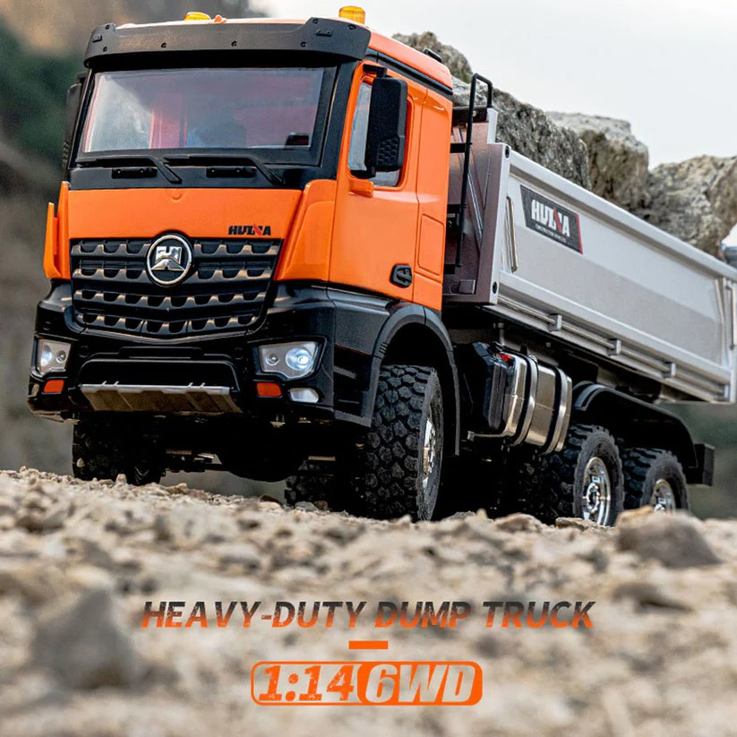 HUINA 1598 1/14 RC Dump Truck 6x6 11CH 2.4GHz – Τηλεκατευθυνόμενο Φορτηγό Ανατροπής Orange
