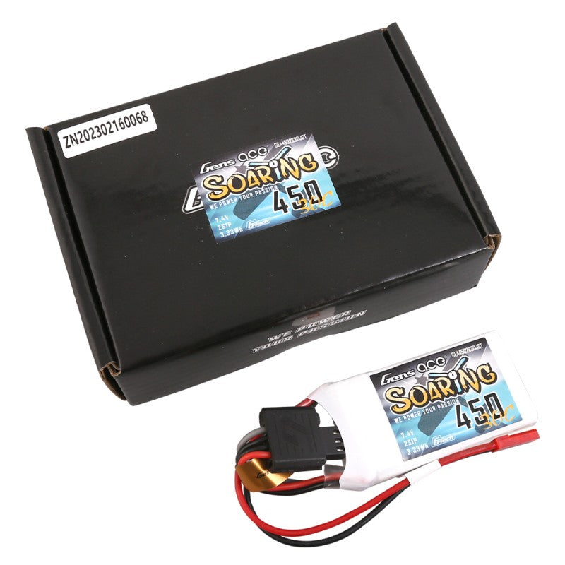 Gens Ace G-Tech Soaring 450mAh 7.4V 30C 2S LiPo Battery JST-SYP