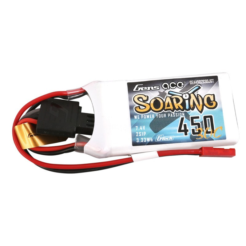 Gens Ace G-Tech Soaring 450mAh 7.4V 30C 2S LiPo Battery JST-SYP