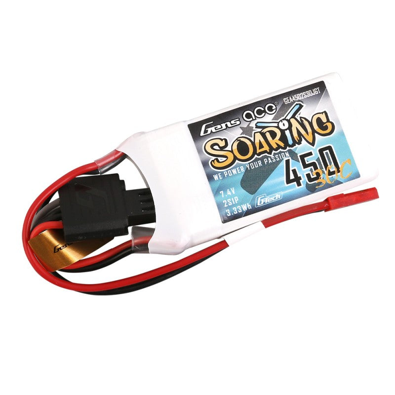 Gens Ace G-Tech Soaring 450mAh 7.4V 30C 2S LiPo Battery JST-SYP
