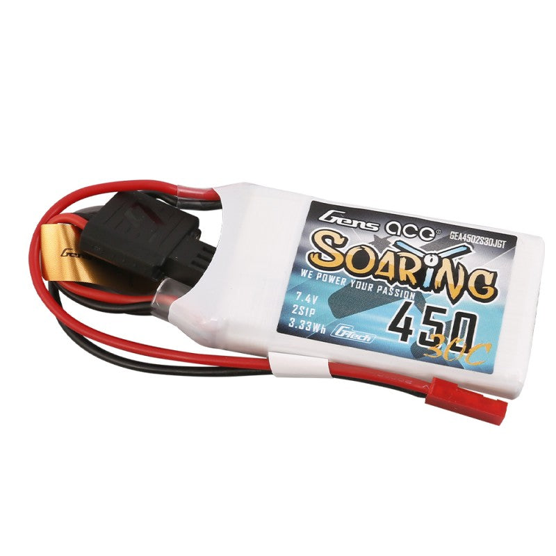 Gens Ace G-Tech Soaring 450mAh 7.4V 30C 2S LiPo Battery JST-SYP