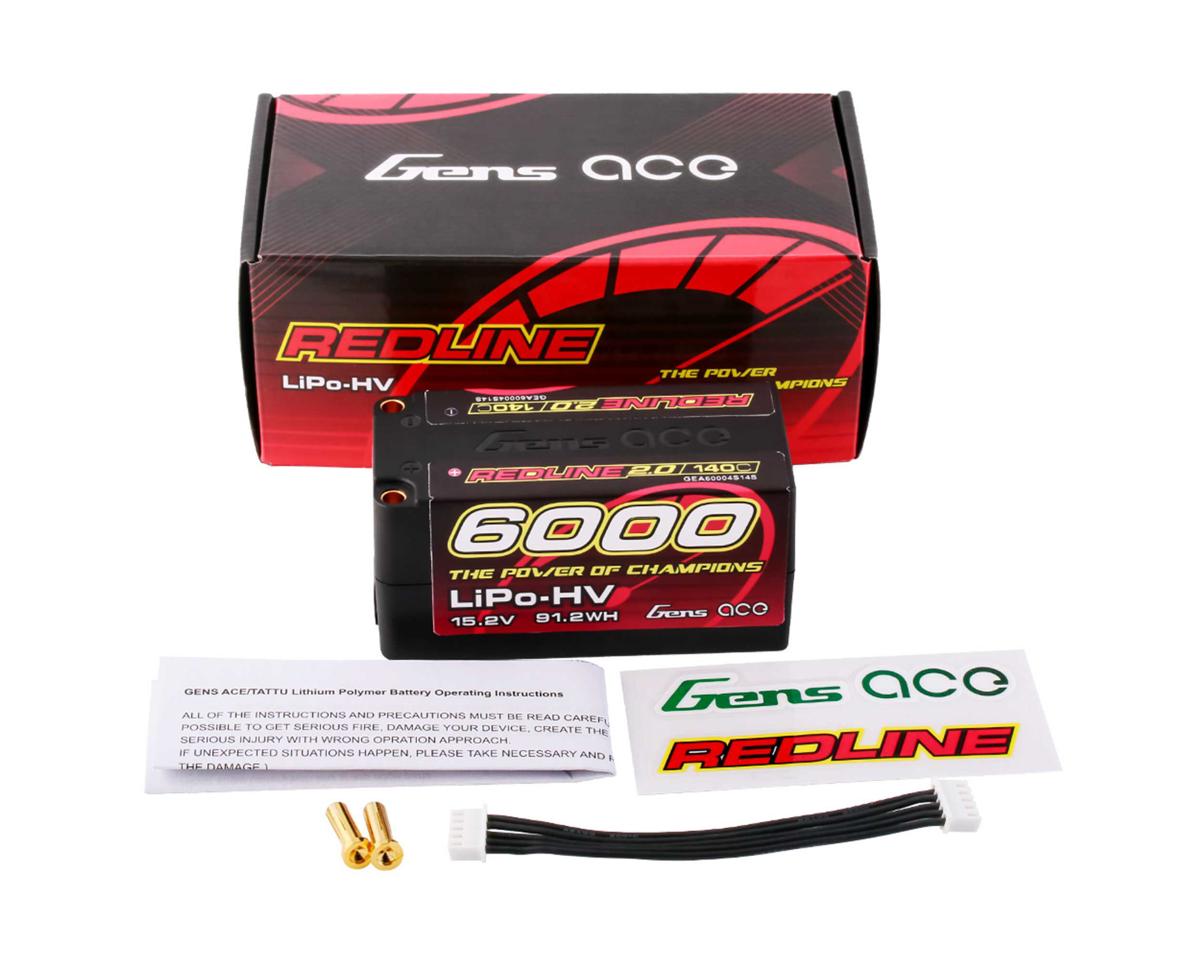 Gens Ace Redline 2.0 6000mAh 15.2V 140C 4S LiHV Shorty Battery 5mm Bullets