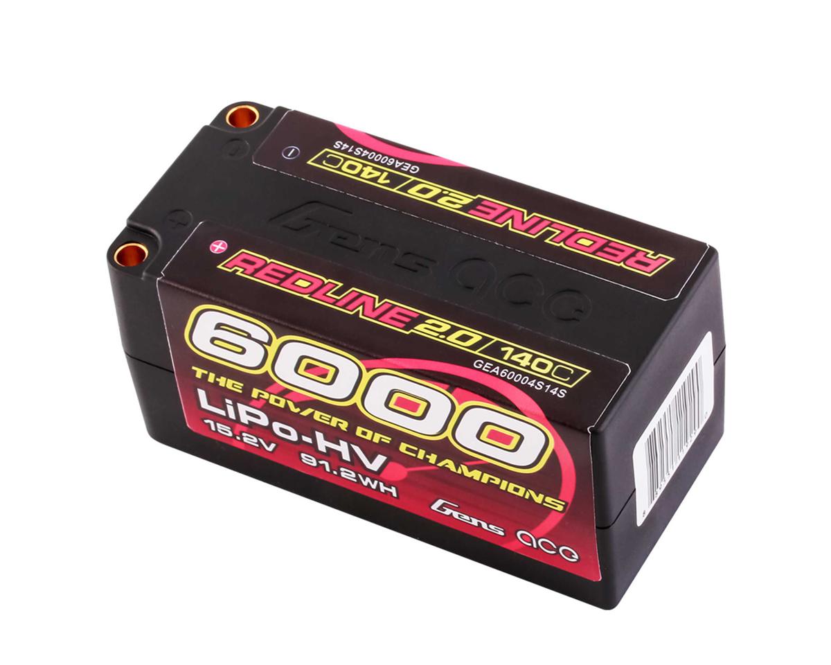 Gens Ace Redline 2.0 6000mAh 15.2V 140C 4S LiHV Shorty Battery 5mm Bullets
