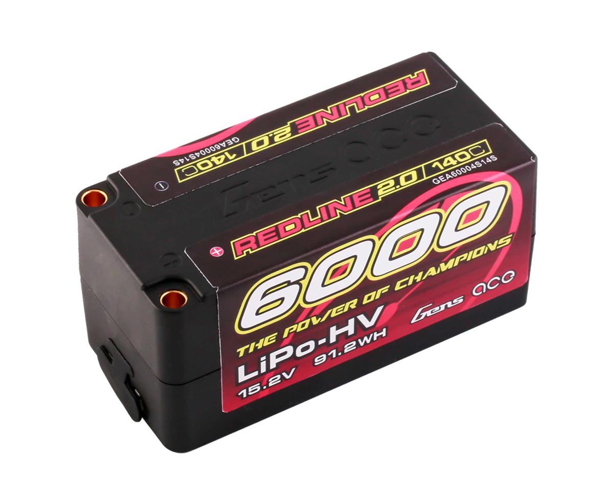 Gens Ace Redline 2.0 6000mAh 15.2V 140C 4S LiHV Shorty Battery 5mm Bullets