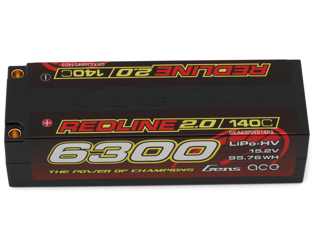 Gens Ace Redline 2.0 6300mAh 15.2V 140C 4S LiHV Battery 5mm Bullet