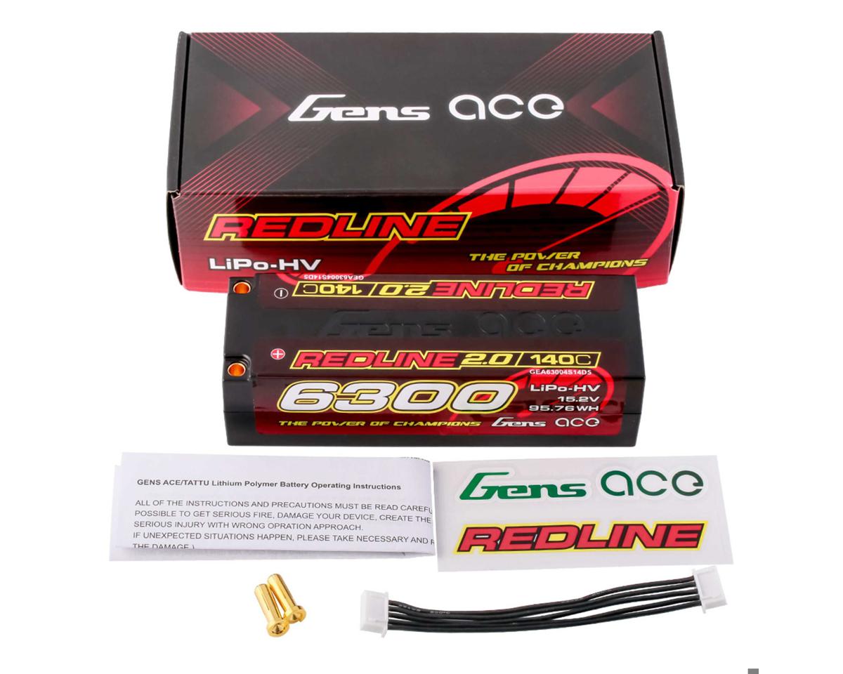 Gens Ace Redline 2.0 6300mAh 15.2V 140C 4S LiHV Battery 5mm Bullet