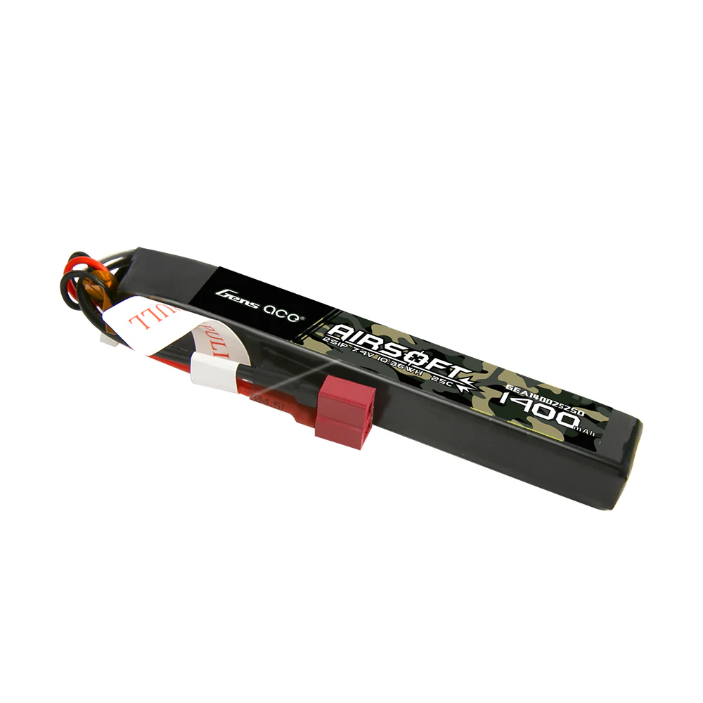 Gens Ace 1400mAh 7.4V 25C 2S LiPo Airsoft Battery T-Plug