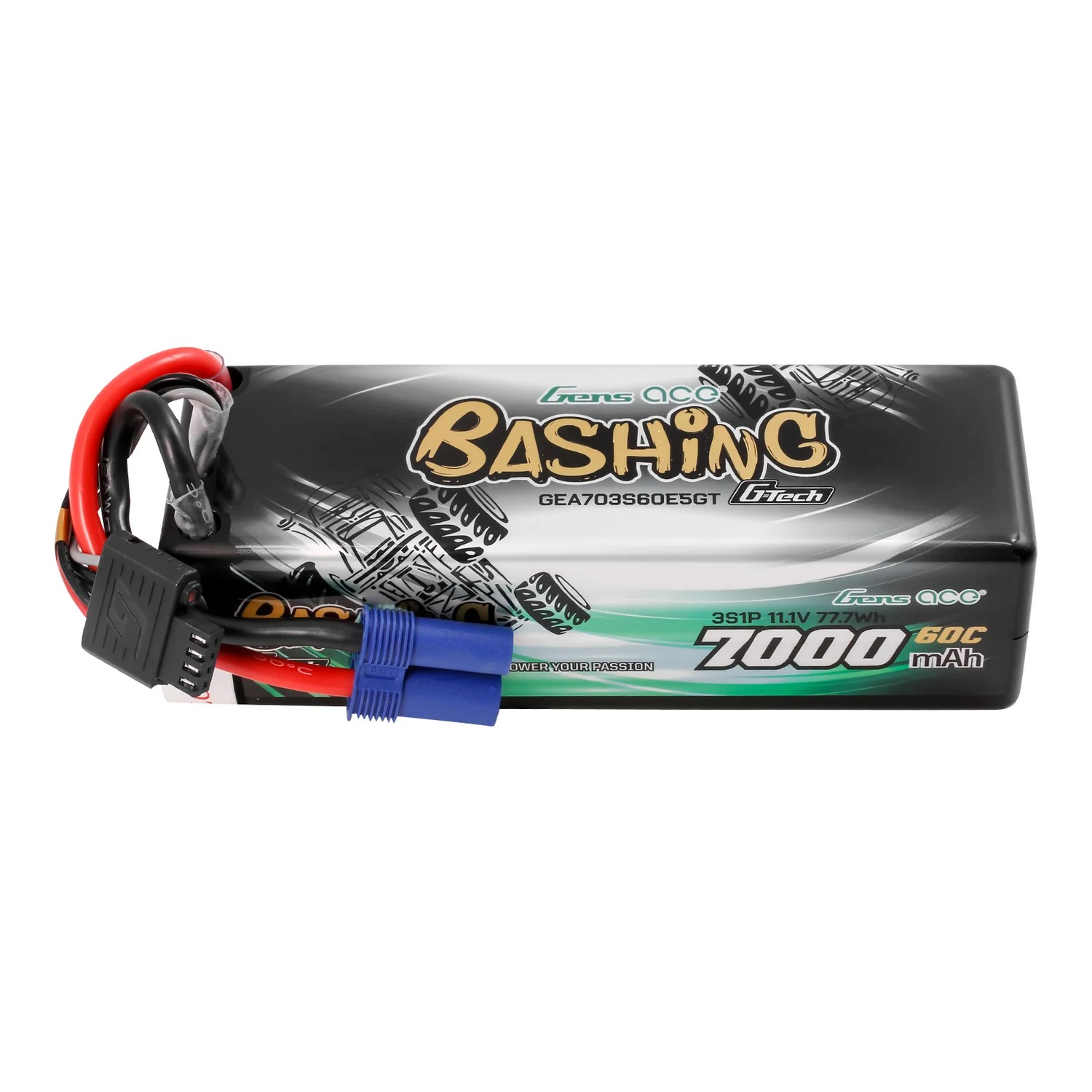 Gens Ace Bashing Series 7000mAh 11.1V 60C 3S Hard Case LiPo Battery EC5 G-Tech