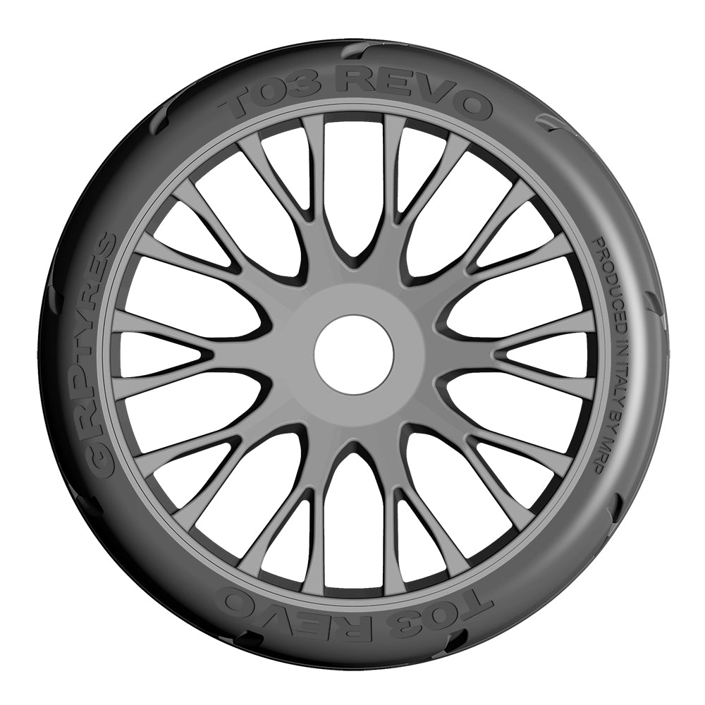 1/8 GT T03 REVO Mounted Tires – Κολλημένα Λάστιχα σε 20 Spoke FLEX Silver Wheels με Επιλογή Γόμας XB / XM