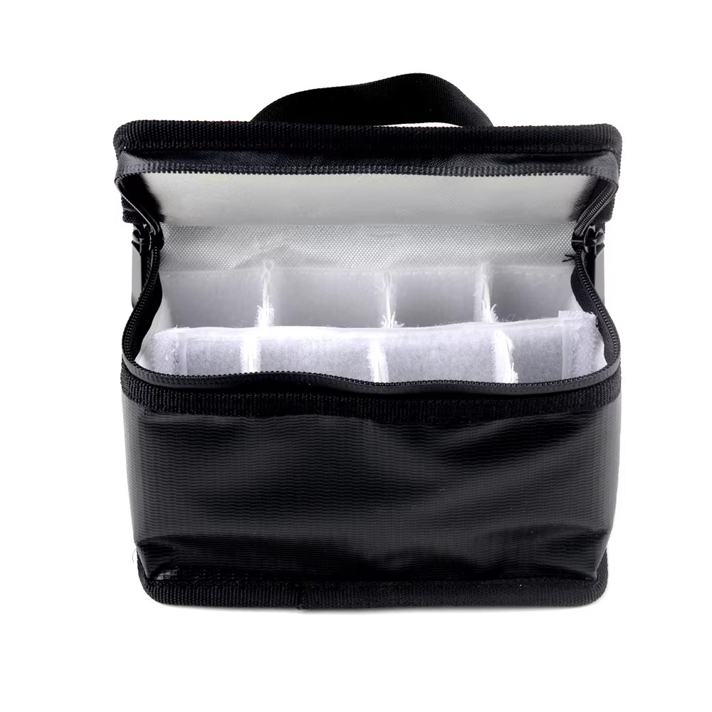 ProtonRC 155x90x120mm Fireproof Explosion-Proof Safety Bag Built-in 8 Compartments for RC Model Airplane Helicopter FPV Drone Batteries