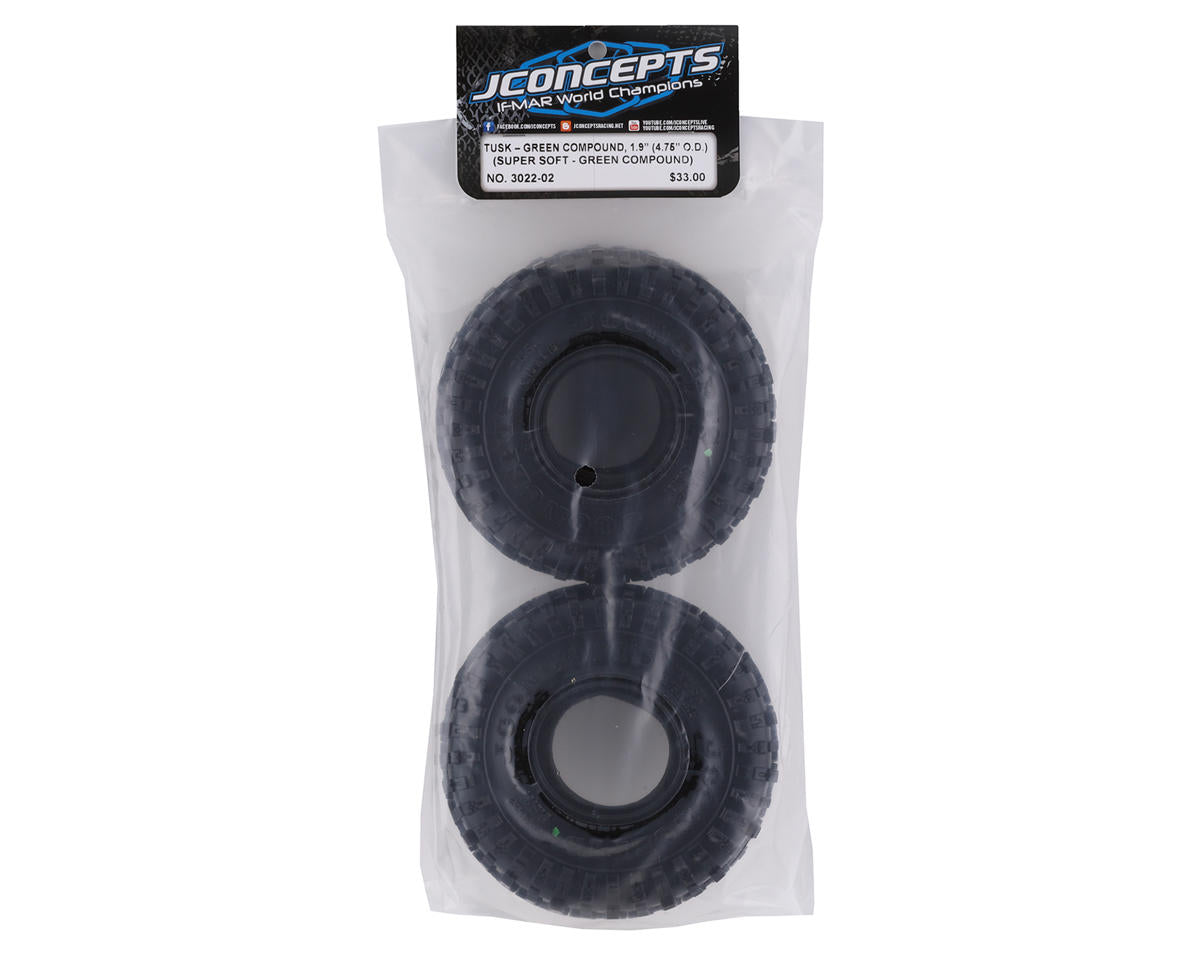 JConcepts Tusk 1.9" Performance Class 2 All Terrain Crawler Tires (2) – Green
