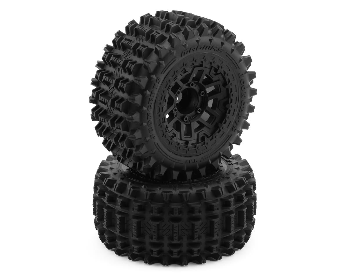 JConcepts Magma 6.0 Pre-Mounted Tires Medium με Μαύρες Ζάντες για Traxxas Maxx & Arrma Kraton/Kagama 4S