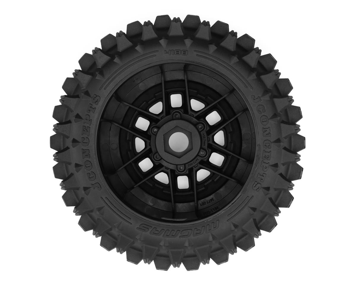 JConcepts Magma 6.0 Pre-Mounted Tires Medium με Μαύρες Ζάντες για Traxxas Maxx & Arrma Kraton/Kagama 4S
