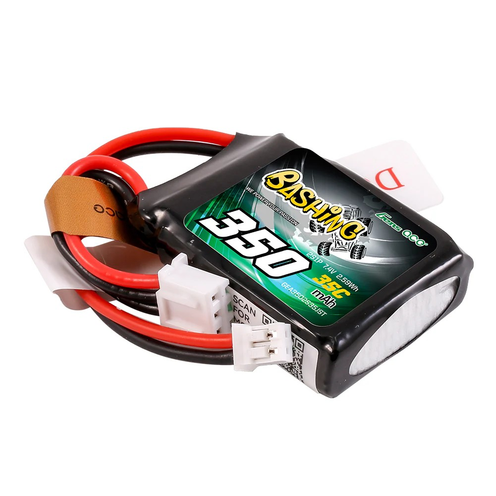 Gens Ace 350mAh 2S 7.4V 35C LiPo Battery JST-PHR | Bashing Series | Racerc