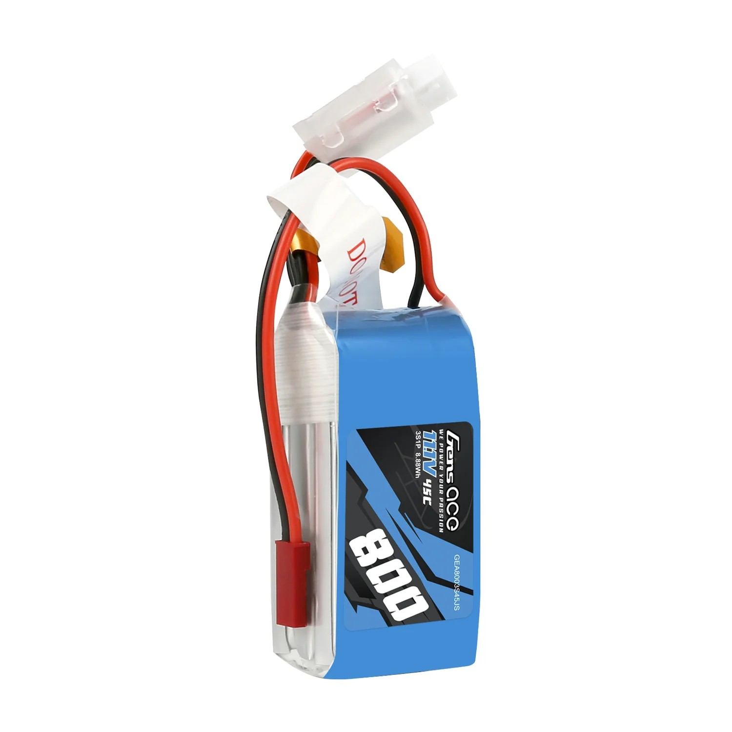 Gens Ace 800mAh 11.1V 3S 45C LiPo Battery Pack JST