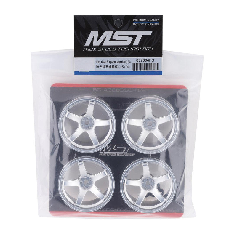 MST FLAT SILVER 5 SPOKES WHEEL OFFSET 5 (4)