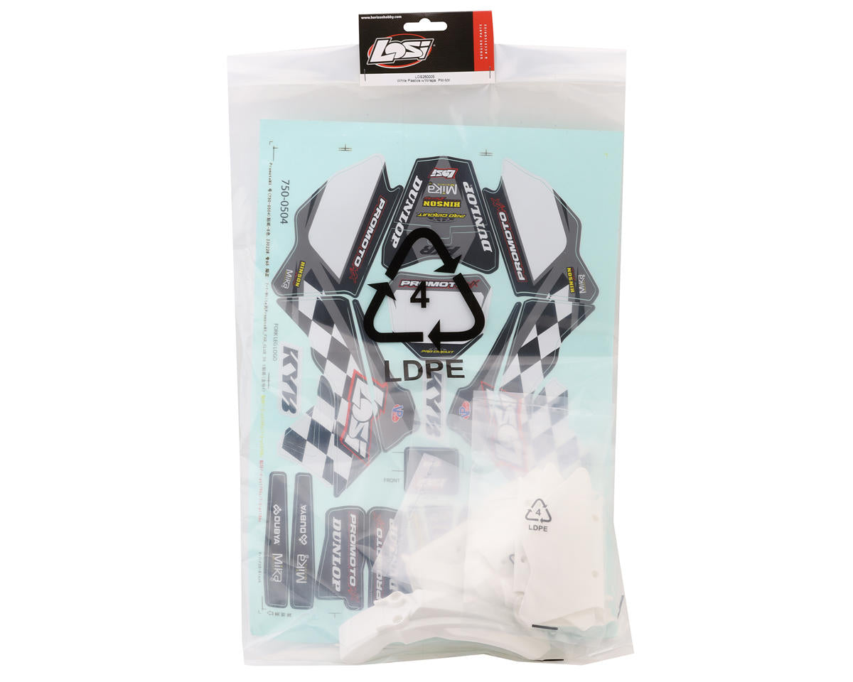 Losi Promoto-MX Λευκά Πλαστικά με Losi Graphics