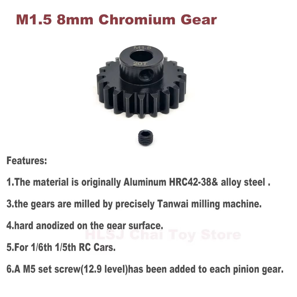 ProtonRC M1.5 8mm Bore 13t-16t Chromium Gear Pinion Motor for 1/5 RC Car Motor Shaft RC 55 56 Series