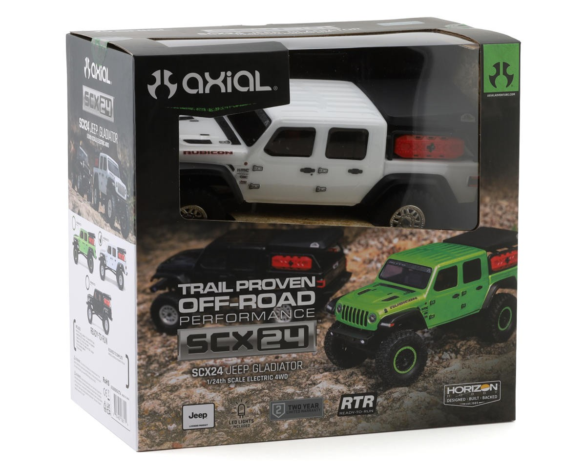 Axial SCX24 Jeep JT Gladiator 1/24 4WD RTR Scale Mini Crawler – White | 2.4GHz Radio