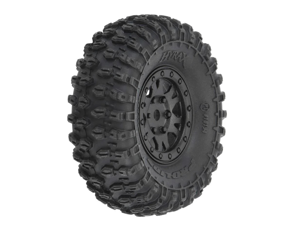Pro-Line SCX24 Hyrax 1.0 Pre-Mounted Tires Black Impulse Beadlock Wheels (4pcs)