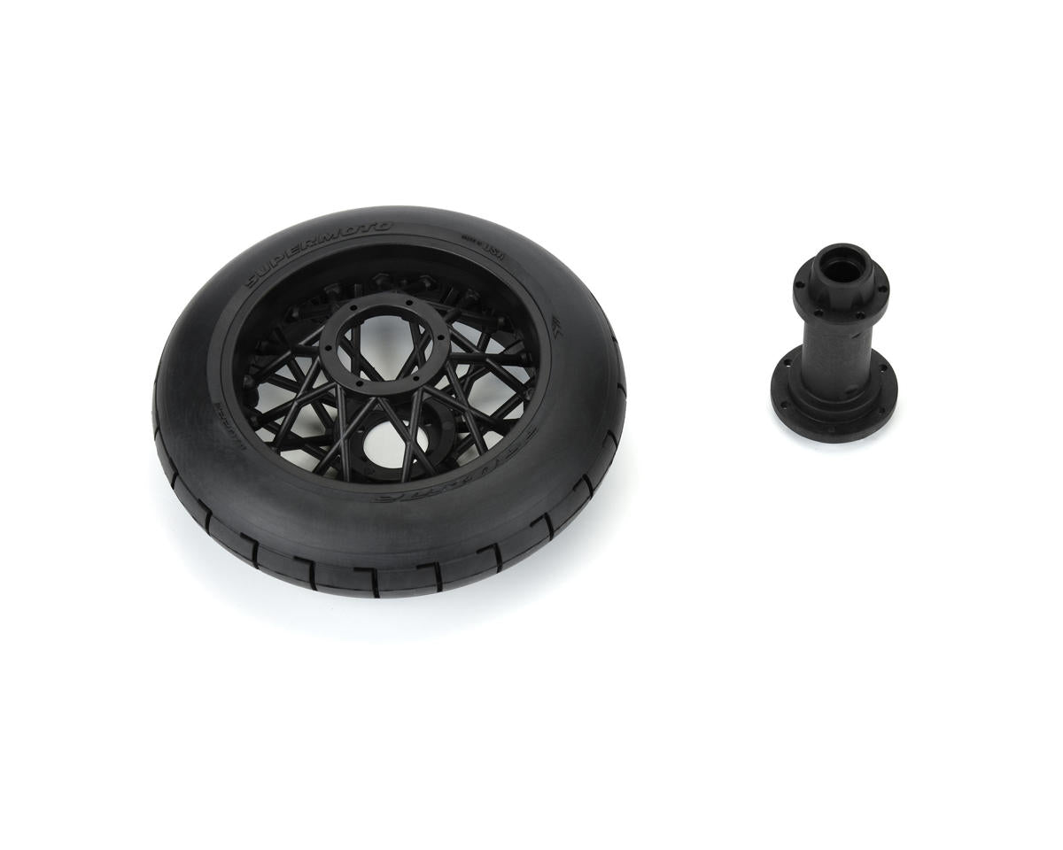 Pro-Line Supermoto Rear Tire & Wheel Set για Losi Promoto-MX 1/4 (Μαύρο)