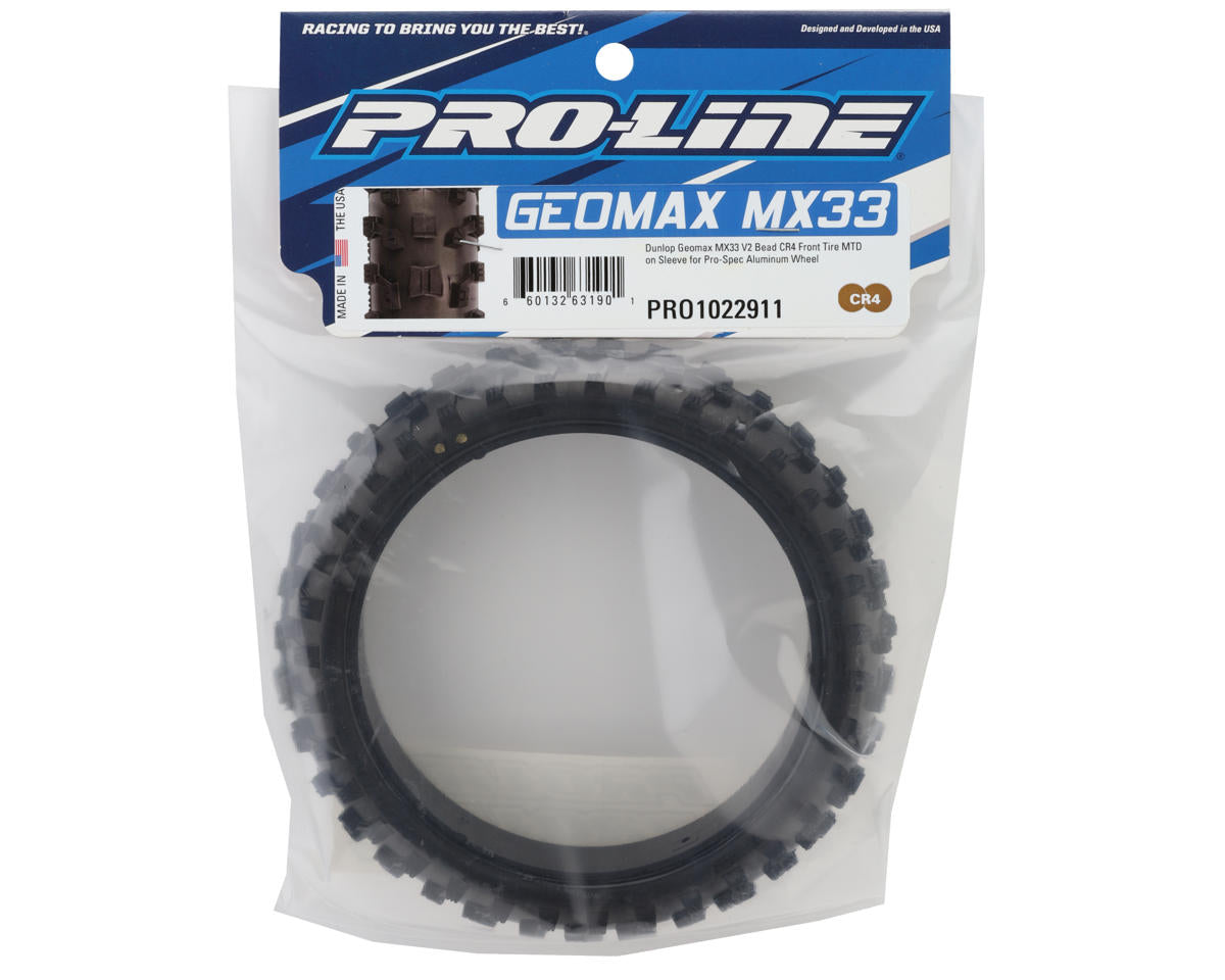 Pro-Line 1/4 Dunlop Geomax MX33 V2 Motocross Pre-Mounted Front Tire (M2)