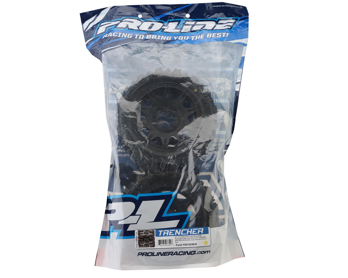 Pro-Line Trencher 5.7 Pre-Mounted Tires Raid Wheels Black (2pcs) 24mm